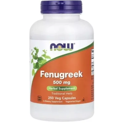 Трави Now Foods Пажитник, 500 мг, Fenugreek, 250 вегетаріанських капсул (NOW-04678)