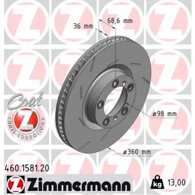 Гальмівний диск ZIMMERMANN 460.1581.20