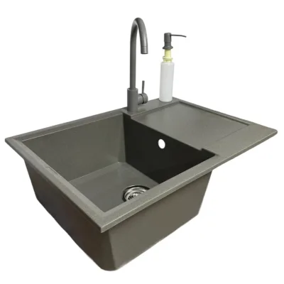 Мийка кухонна Adamant Horizon Medium сірий + змішувач та дозатор (4824296104504)