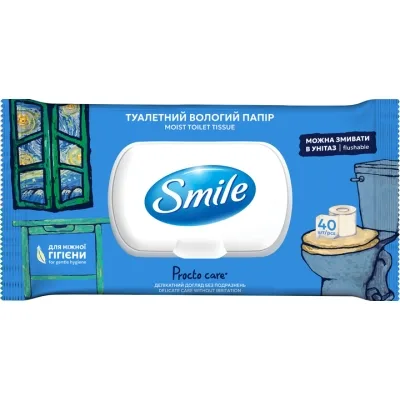 Туалетний папір Smile Procto Care Вологий 40 аркушів (4823071666076)