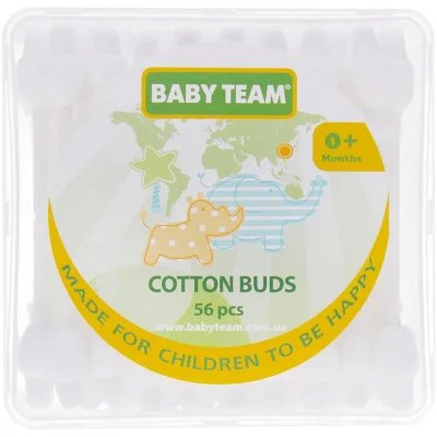 Ватні палички Baby Team з обмежувачем, 56 шт (0100)