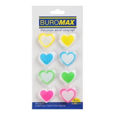 Магніт Buromax набір LOVE, 8 шт 30 мм (BM.0047)