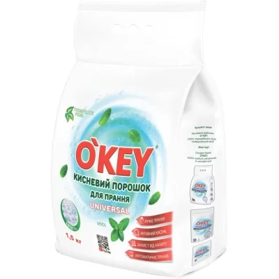 Пральний порошок O'KEY Universal Кисневий М'ята 1.5 кг (4820049384680)