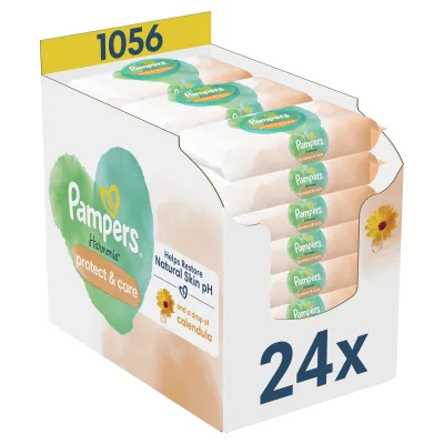 Дитячі вологі серветки Pampers Harmonie Protect&Care з календулою 24 пачки х 44 шт (8700216250603)