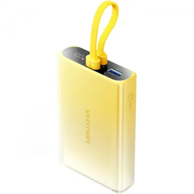 Батарея універсальна Vention 10000mAh 22,5W PD, USB-A, USB-C In/Out, Lightning In/Out, LED display, Yellow (FHZY0)