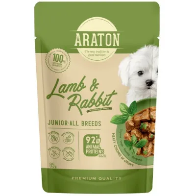 Вологий корм для собак ARATON Junior with Lamb and Rabbit 85 г (ART47932)