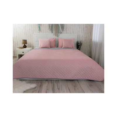 Покривало Руно Pink and Grey ромб велюр 220х240 (330.55_Pink and Grey ромб)