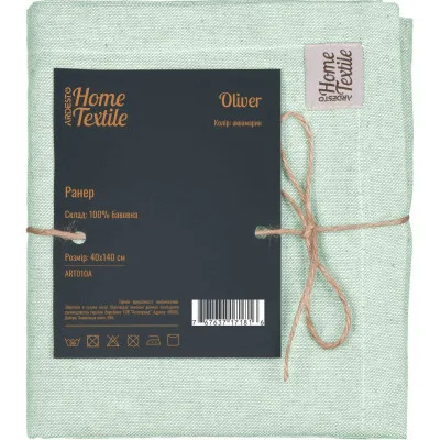 Доріжка на стіл ARDESTO Oliver, 100% бавовна, аквамарин 40х140 см (ART01OA)