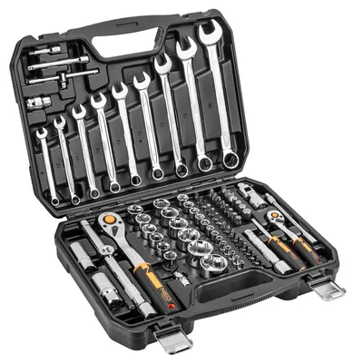 Набір інструментів Neo Tools 82шт, 1/2", 1/4", CrV, eco кейс (10-058)