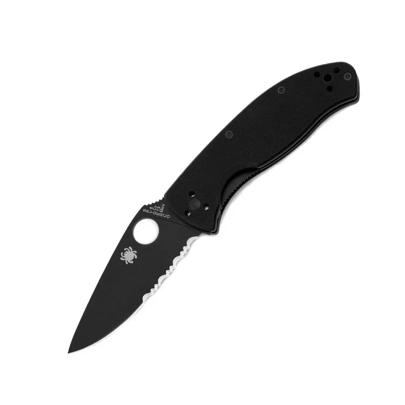 Ніж Spyderco Tenacious Black Blade полусеррейтор (C122GBBKPS)
