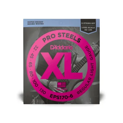 Струни для гітари D'Addario ProSteels Bass Light 6-String (32-130) (EPS170-6)