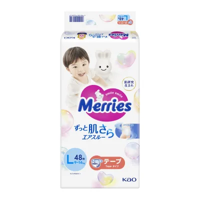 Підгузки Merries розмір L (9-14 кг) 48 шт (4901301420312)